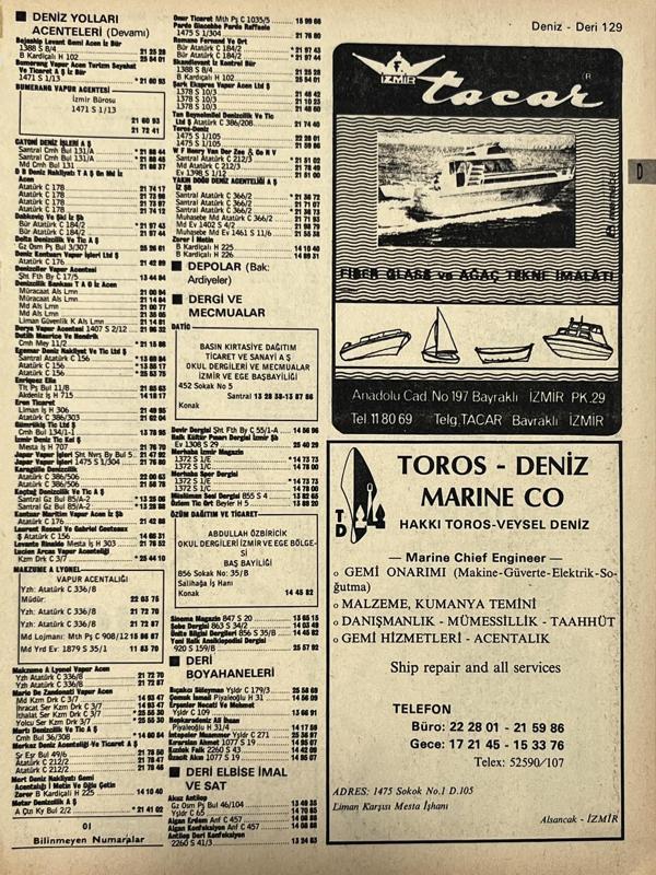 İzmir 1982-1983 Meslek Reklam İlanı Efemera S129 - Image 1