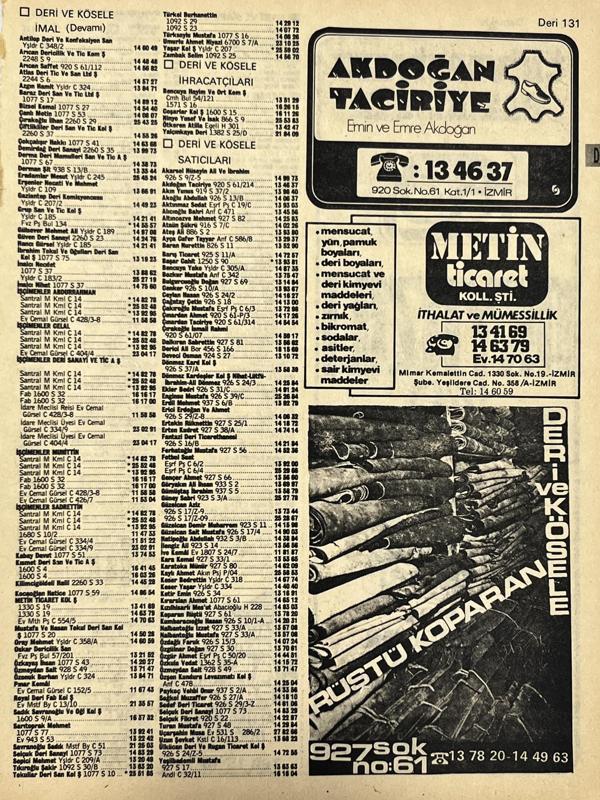 İzmir 1982-1983 Meslek Reklam İlanı Efemera S131 - Image 1