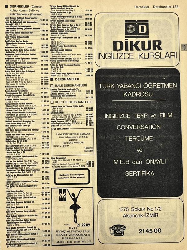 İzmir 1982-1983 Meslek Reklam İlanı Efemera S133 - Image 1