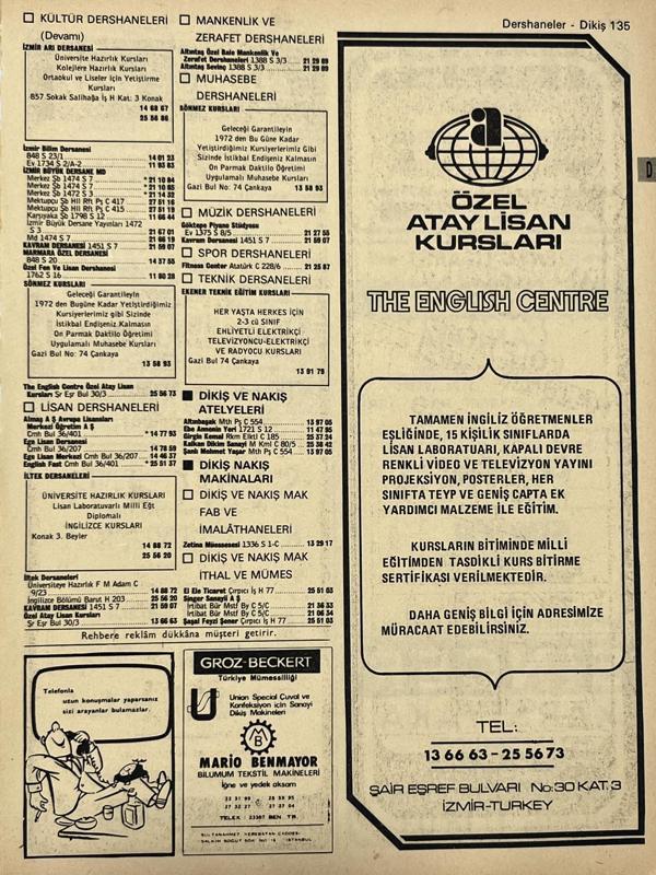 İzmir 1982-1983 Meslek Reklam İlanı Efemera S135 - Image 1
