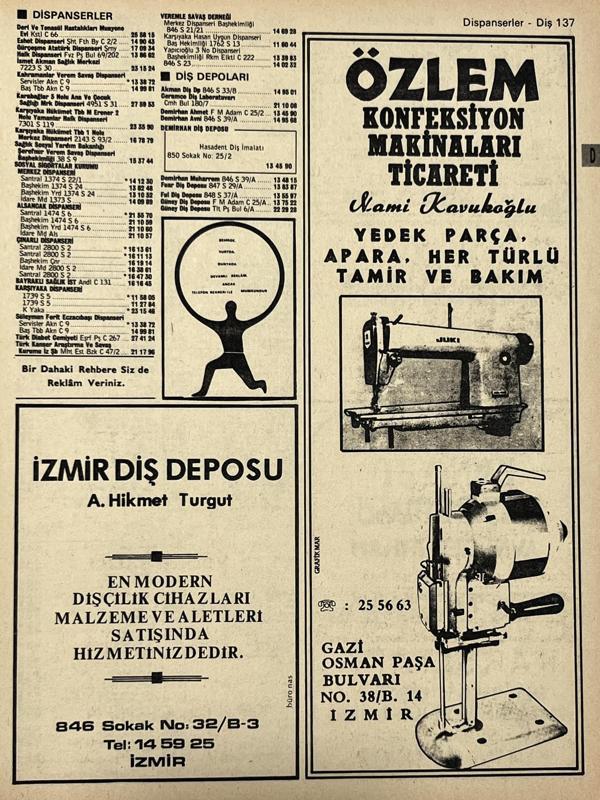 İzmir 1982-1983 Meslek Reklam İlanı Efemera S137 - Image 1