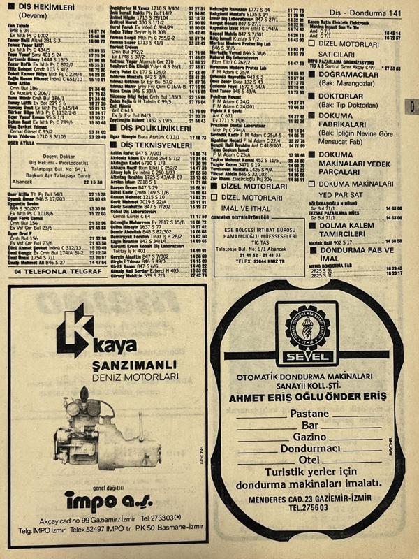 İzmir 1982-1983 Meslek Reklam İlanı Efemera S141 - Image 1