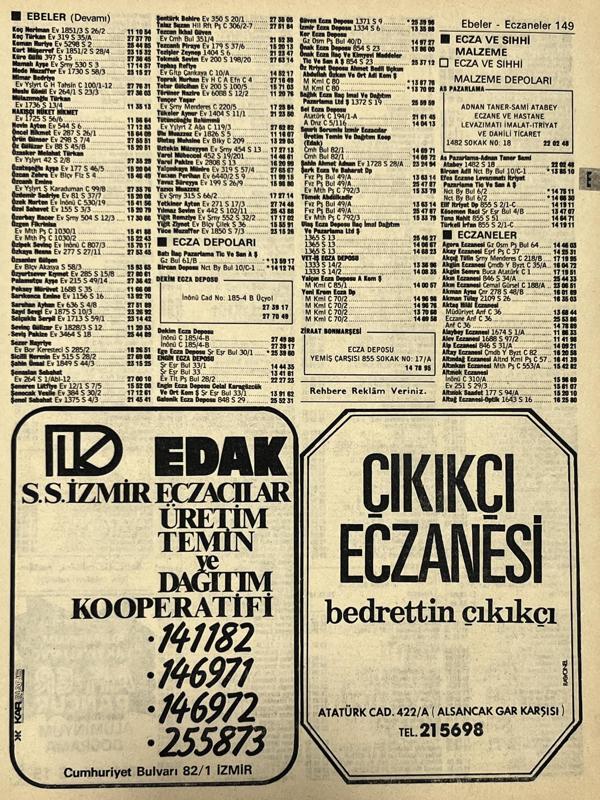 İzmir 1982-1983 Meslek Reklam İlanı Efemera S149 - Image 1