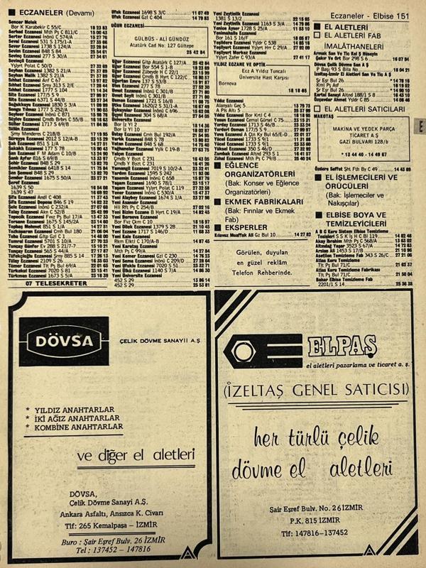 İzmir 1982-1983 Meslek Reklam İlanı Efemera S151 - Image 1
