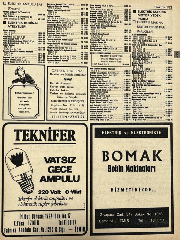 İzmir 1982-1983 Meslek Reklam İlanı Efemera S153 - Image 1