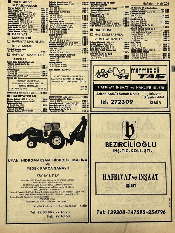 İzmir 1982-1983 Meslek Reklam İlanı Efemera S201 - Image 1