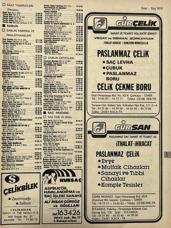 İzmir 1982-1983 Meslek Reklam İlanı Efemera S503 - Image 1