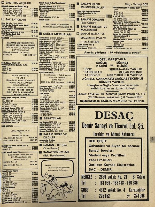 İzmir 1982-1983 Meslek Reklam İlanı Efemera S505 - Image 1