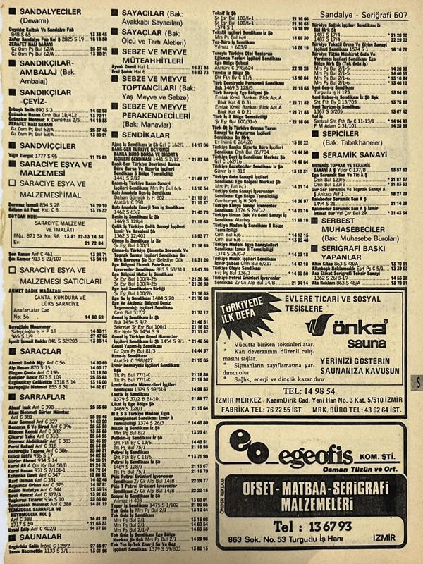 İzmir 1982-1983 Meslek Reklam İlanı Efemera S507 - Image 1