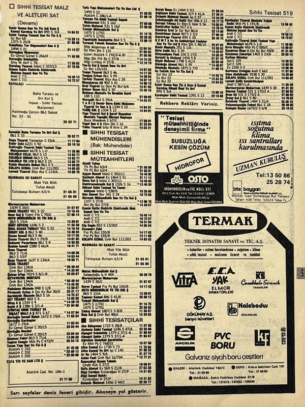 İzmir 1982-1983 Meslek Reklam İlanı Efemera S519 - Image 1