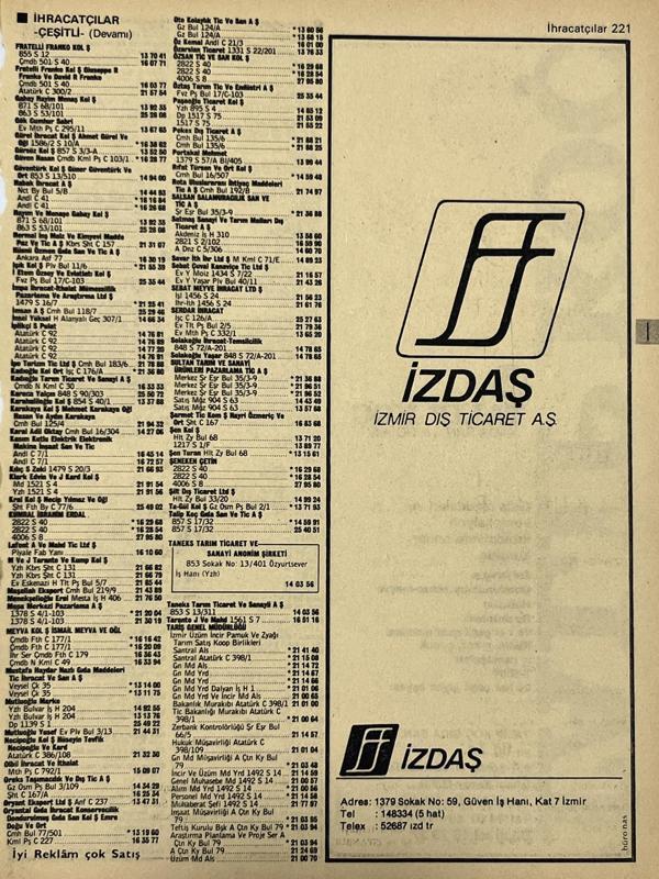 İzmir 1982-1983 Meslek Reklam İlanı Efemera S221 - Image 1