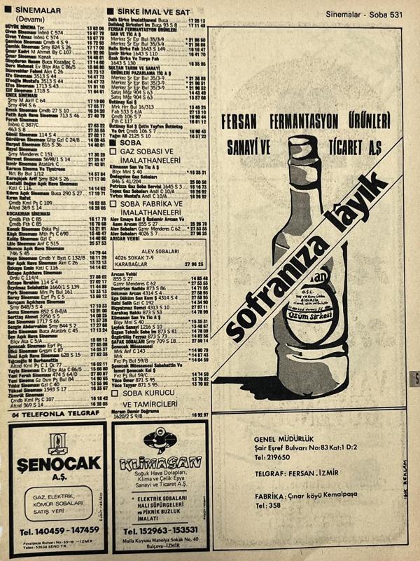 İzmir 1982-1983 Meslek Reklam İlanı Efemera S531 - Image 1