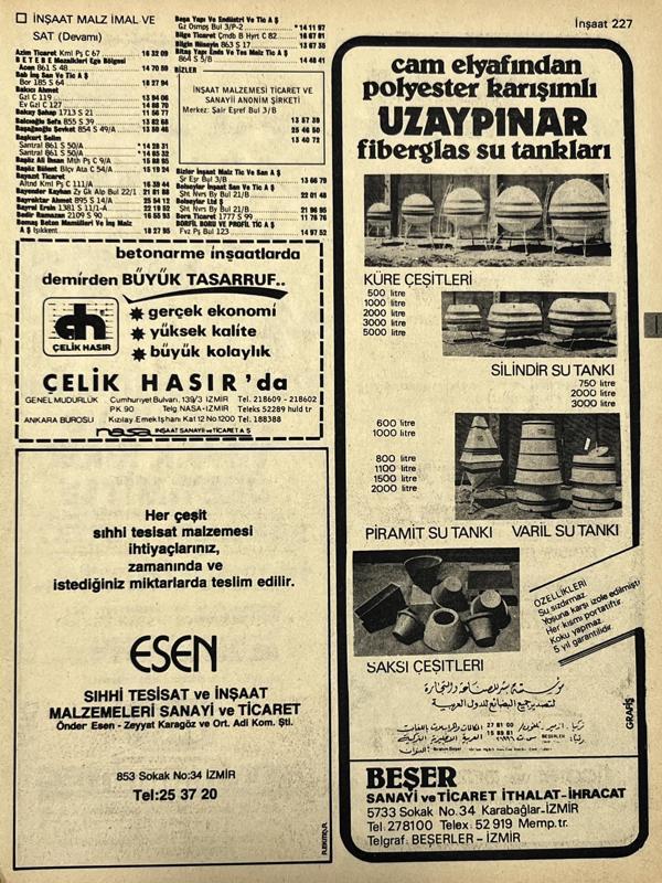 İzmir 1982-1983 Meslek Reklam İlanı Efemera S227 - Image 1