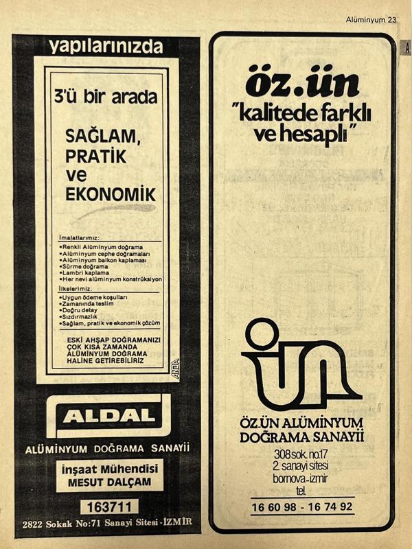 İzmir 1982-1983 Meslek Reklam İlanı Efemera S23 - Image 1