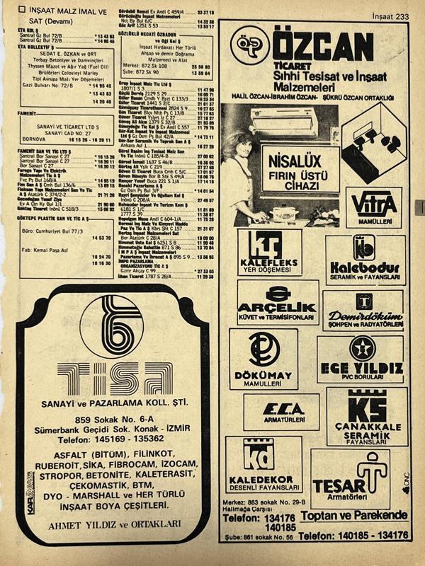 İzmir 1982-1983 Meslek Reklam İlanı Efemera S233 - Image 1