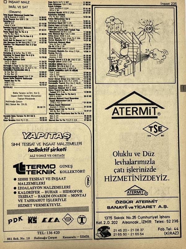 İzmir 1982-1983 Meslek Reklam İlanı Efemera S235 - Image 1