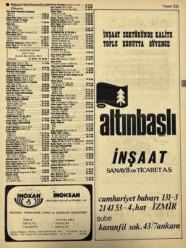 İzmir 1982-1983 Meslek Reklam İlanı Efemera S239 - Image 1