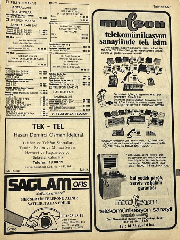 İzmir 1982-1983 Meslek Reklam İlanı Efemera S557 - Image 1