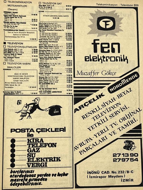 İzmir 1982-1983 Meslek Reklam İlanı Efemera S559 - Image 1