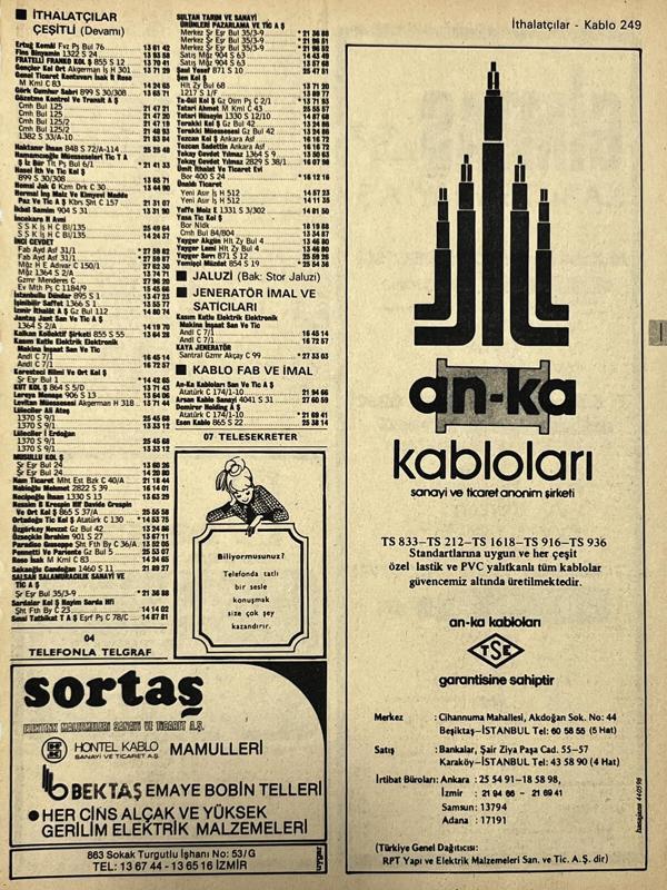 İzmir 1982-1983 Meslek Reklam İlanı Efemera S249 - Image 1