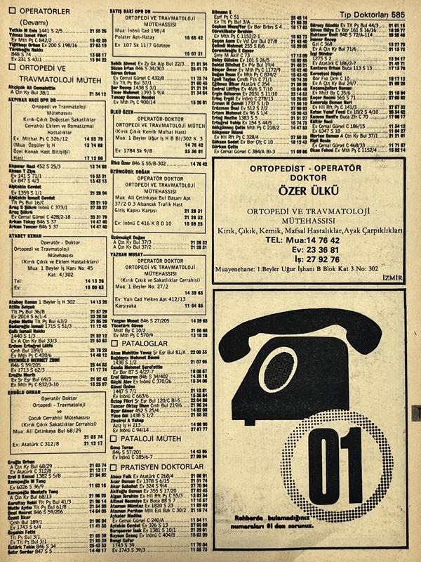 İzmir 1982-1983 Meslek Reklam İlanı Efemera S585 - Image 1