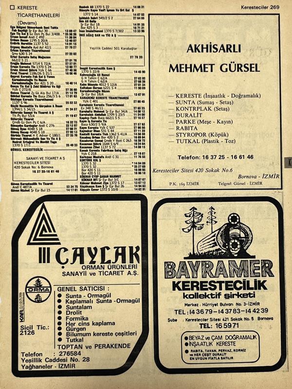 İzmir 1982-1983 Meslek Reklam İlanı Efemera S269 - Image 1