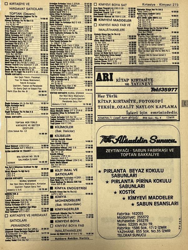 İzmir 1982-1983 Meslek Reklam İlanı Efemera S273 - Image 1