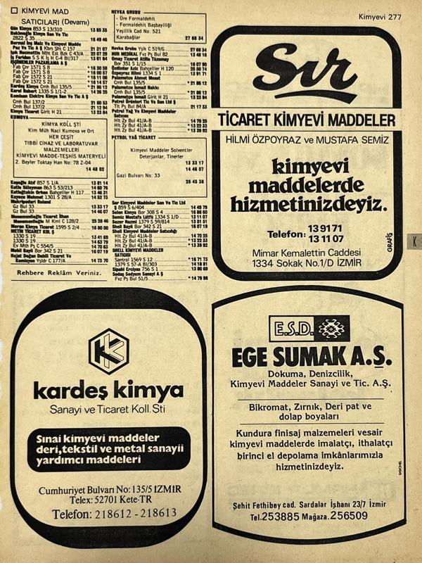 İzmir 1982-1983 Meslek Reklam İlanı Efemera S277 - Image 1