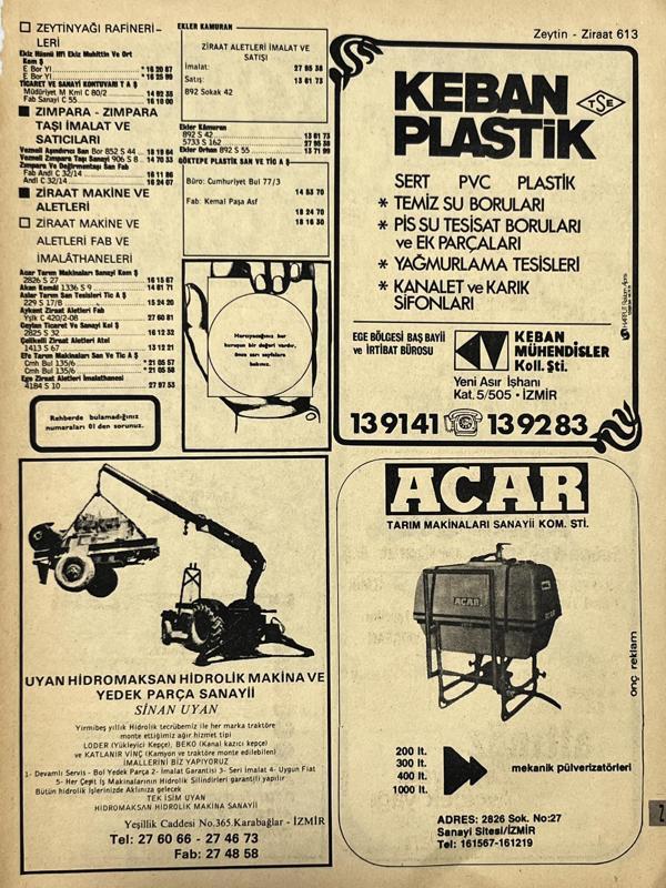 İzmir 1982-1983 Meslek Reklam İlanı Efemera S613 - Image 1