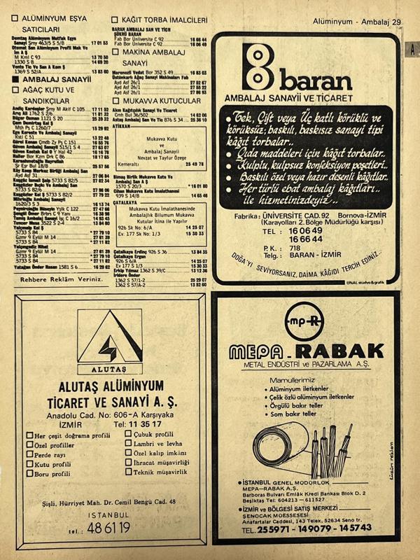İzmir 1982-1983 Meslek Reklam İlanı Efemera S29 - Image 1