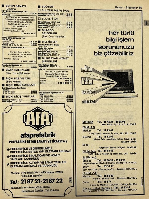 İzmir 1982-1983 Meslek Reklam İlanı Efemera S65 - Image 1