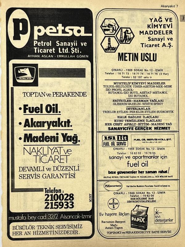 İzmir 1982-1983 Meslek Reklam İlanı Efemera S7 - Image 1