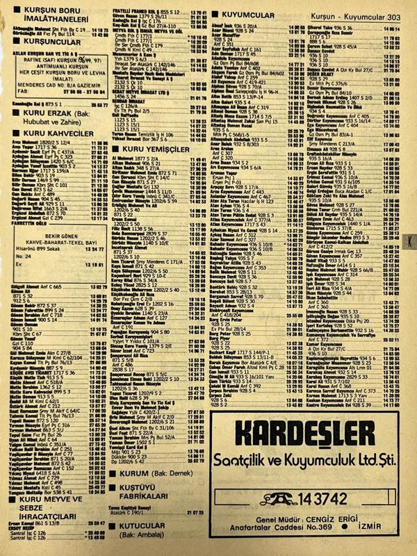 İzmir 1982-1983 Meslek Reklam İlanı Efemera S303 - Image 1