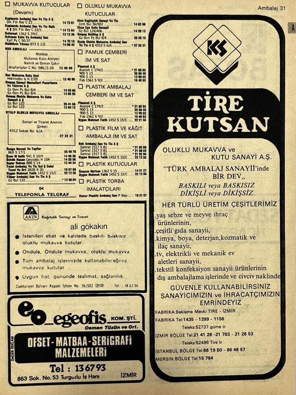 İzmir 1982-1983 Meslek Reklam İlanı Efemera S31 - Image 1