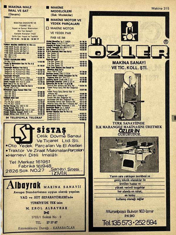 İzmir 1982-1983 Meslek Reklam İlanı Efemera S315 - Image 1