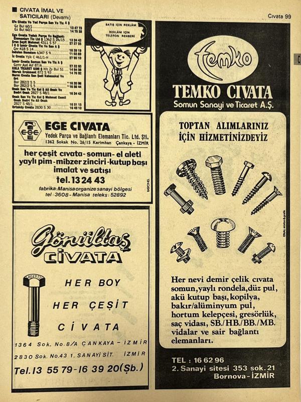İzmir 1982-1983 Meslek Reklam İlanı Efemera S99 - Image 1