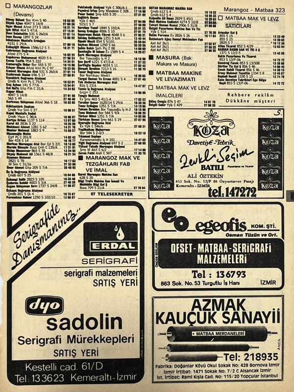 İzmir 1982-1983 Meslek Reklam İlanı Efemera S323 - Image 1