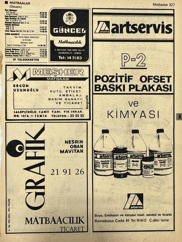 İzmir 1982-1983 Meslek Reklam İlanı Efemera S327 - Image 1
