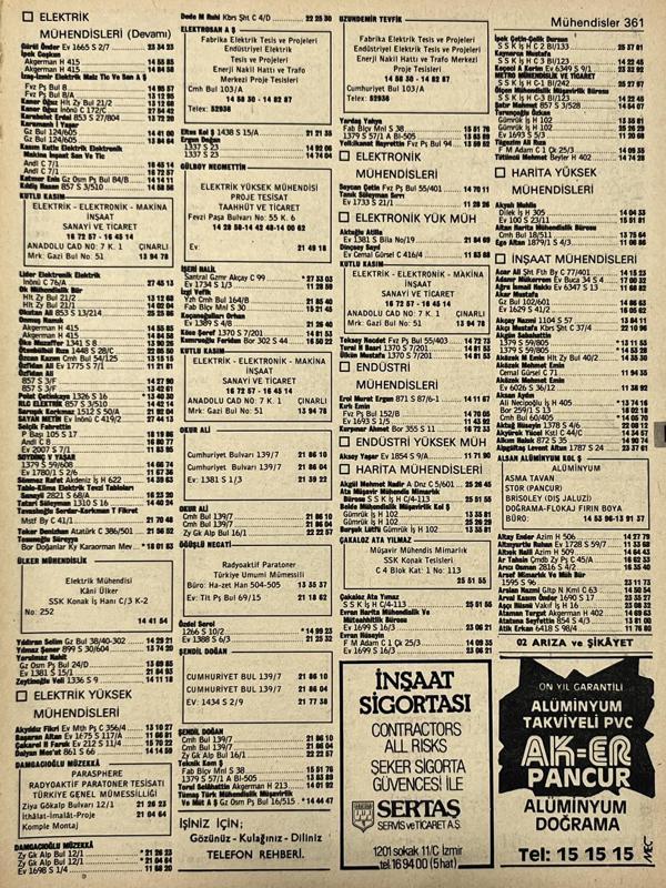 İzmir 1982-1983 Meslek Reklam İlanı Efemera S361 - Image 1