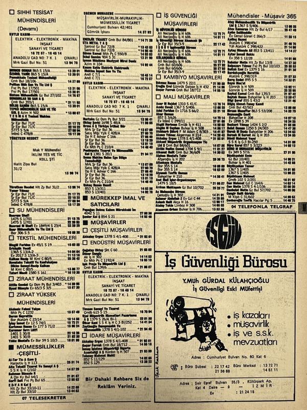 İzmir 1982-1983 Meslek Reklam İlanı Efemera S365 - Image 1