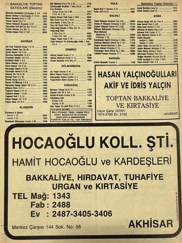 Manisa 1987 Meslek Reklam İlanı Efemera S-11 - Image 1