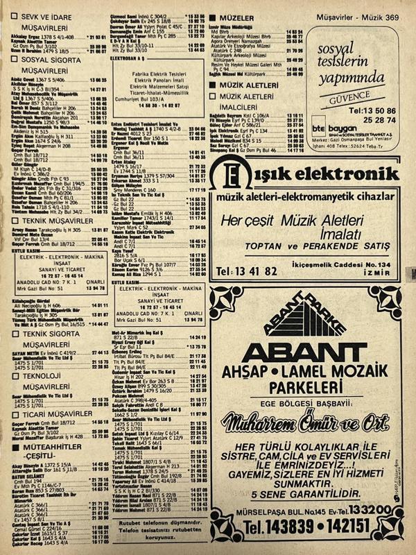 İzmir 1982-1983 Meslek Reklam İlanı Efemera S369 - Image 1