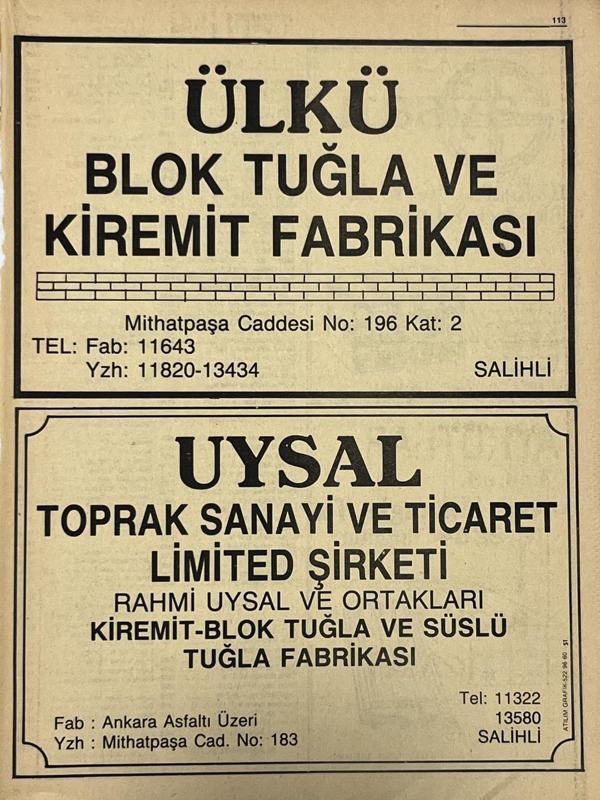 Manisa 1987 Meslek Reklam İlanı Efemera S-113 - Image 1