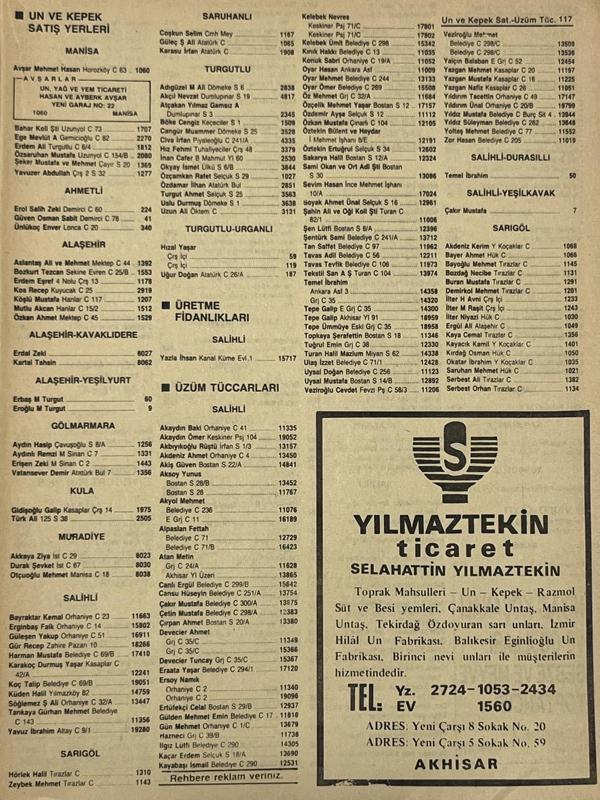 Manisa 1987 Meslek Reklam İlanı Efemera S-117 - Image 1