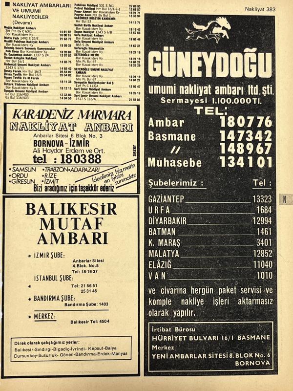 İzmir 1982-1983 Meslek Reklam İlanı Efemera S383 - Image 1