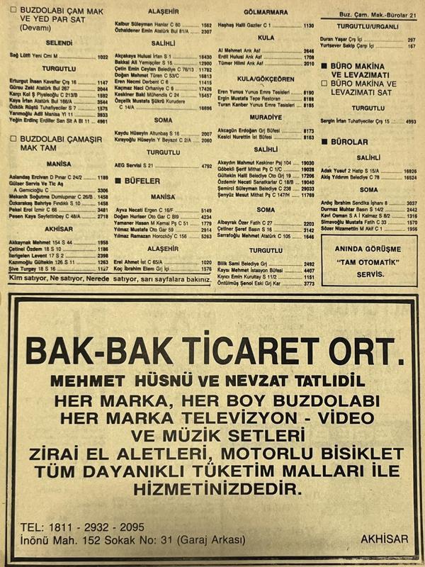 Manisa 1987 Meslek Reklam İlanı Efemera S-21 - Image 1