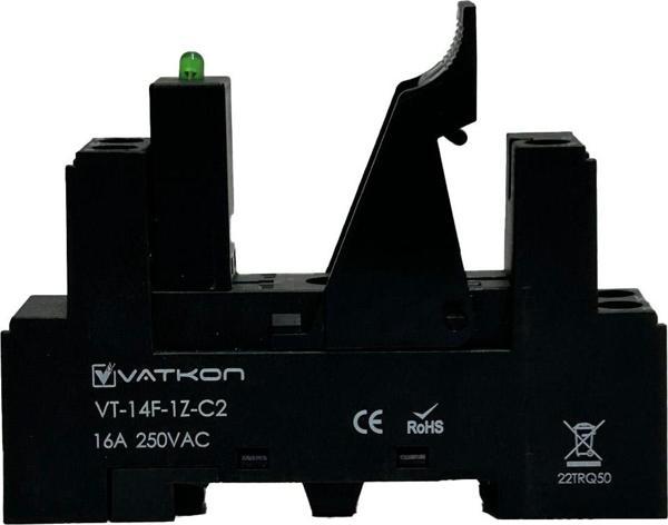Vatkon VT-14F-1Z-C2 Çift Kontak (8 Pinli) Role Tutucu (1 Adet) - Image 1