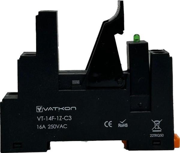 Vatkon VT-14F-1Z-C3 Çift Kontak (8 Pinli) Role Tutucu (1 Adet) - Image 1