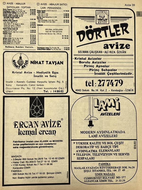 İzmir 1982-1983 Meslek Reklam İlanı Efemera S39 - Image 1