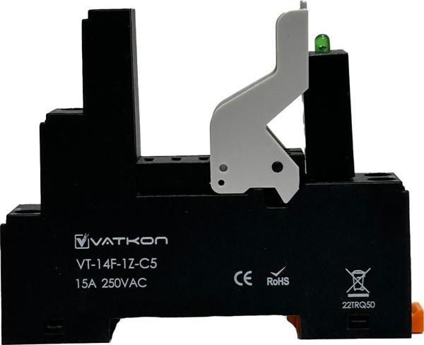 Vatkon VT-14F-1Z-C5 Ledli Çift Kontak (8 Pinli) Role Tutucu (1 Adet) - Image 1